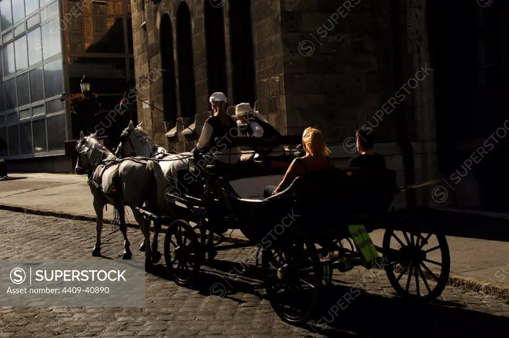 Tourists riding in a carriage. Buddha. Budapest. Hungary.