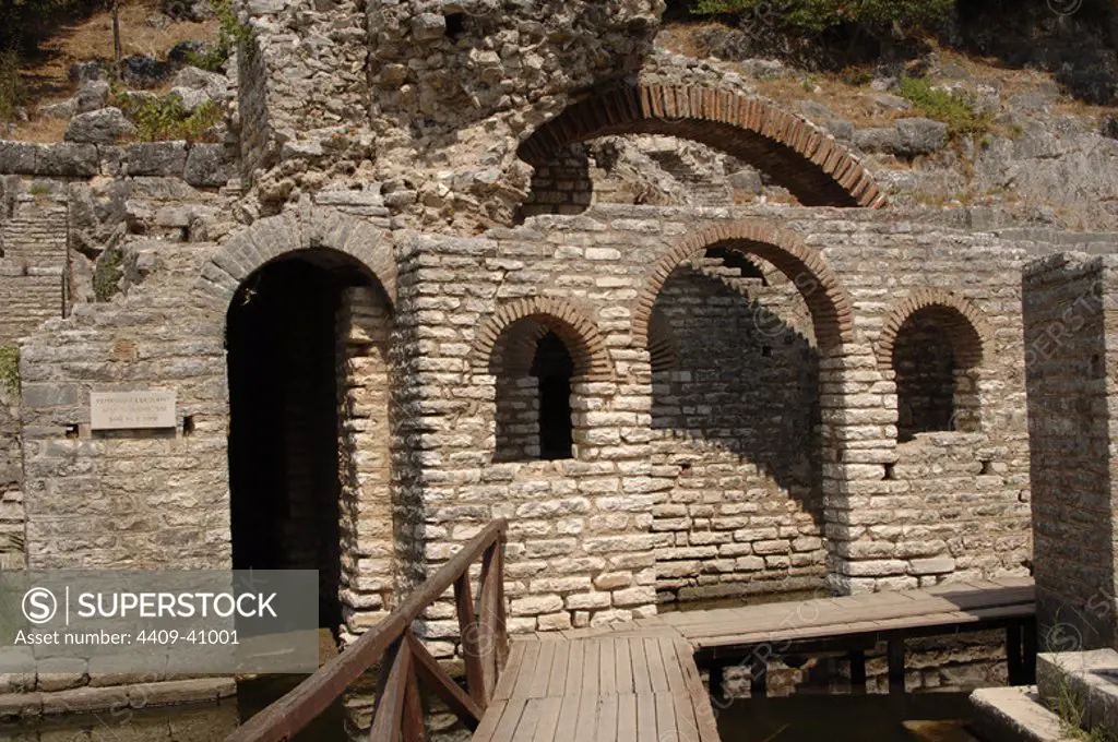 Albania. Butrint. Temple of Asklepios, constructed in the 3rd century BC, and rebuilt in the 2nd century BC.