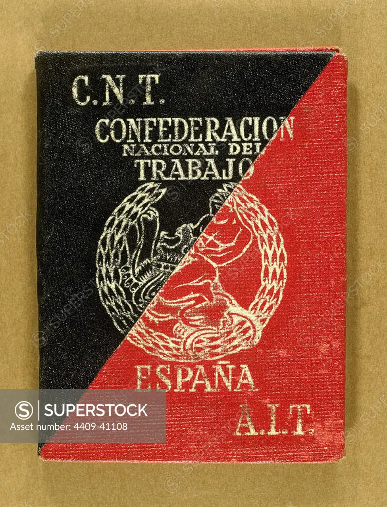 Card of National Confederation Labour (Confederacion Nacional del Trabajo). 1939. Spain.
