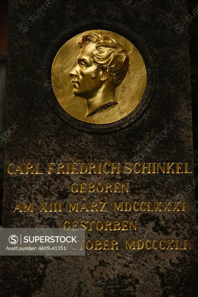 Karl Friedrich Schinkel (1781-1841). Prussian architect, city planner, and painter. Tomb of Schinkel in the Dorotheenstadt Friedhof cemetery. Berlin. Germany.
