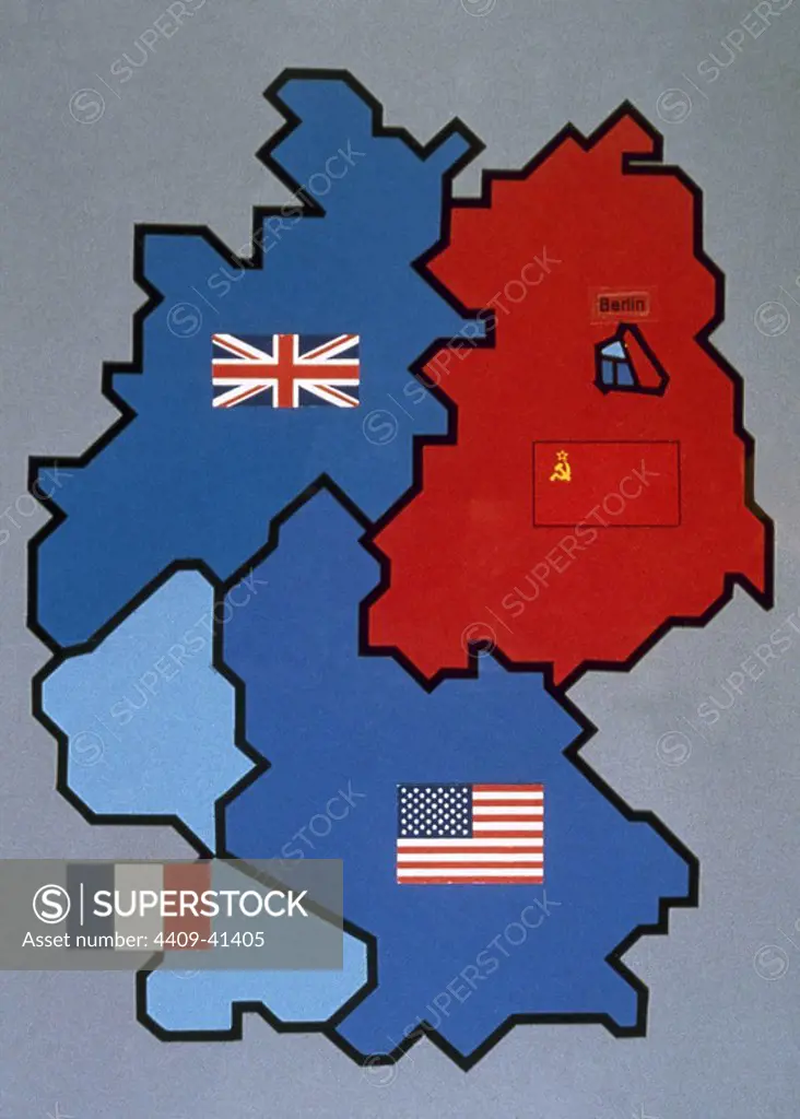 Map of Allied-occupied Germany. 1945-1949.