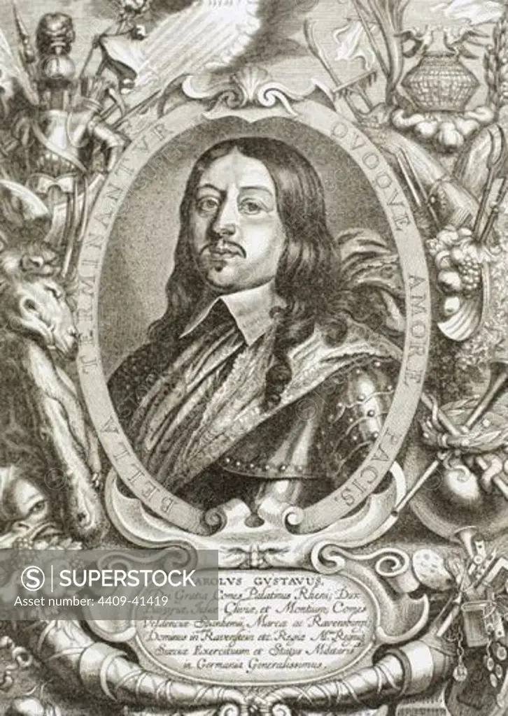 Charles X Gustav (1622 -1660). King of Sweden from 1654 until his death. Engraving.