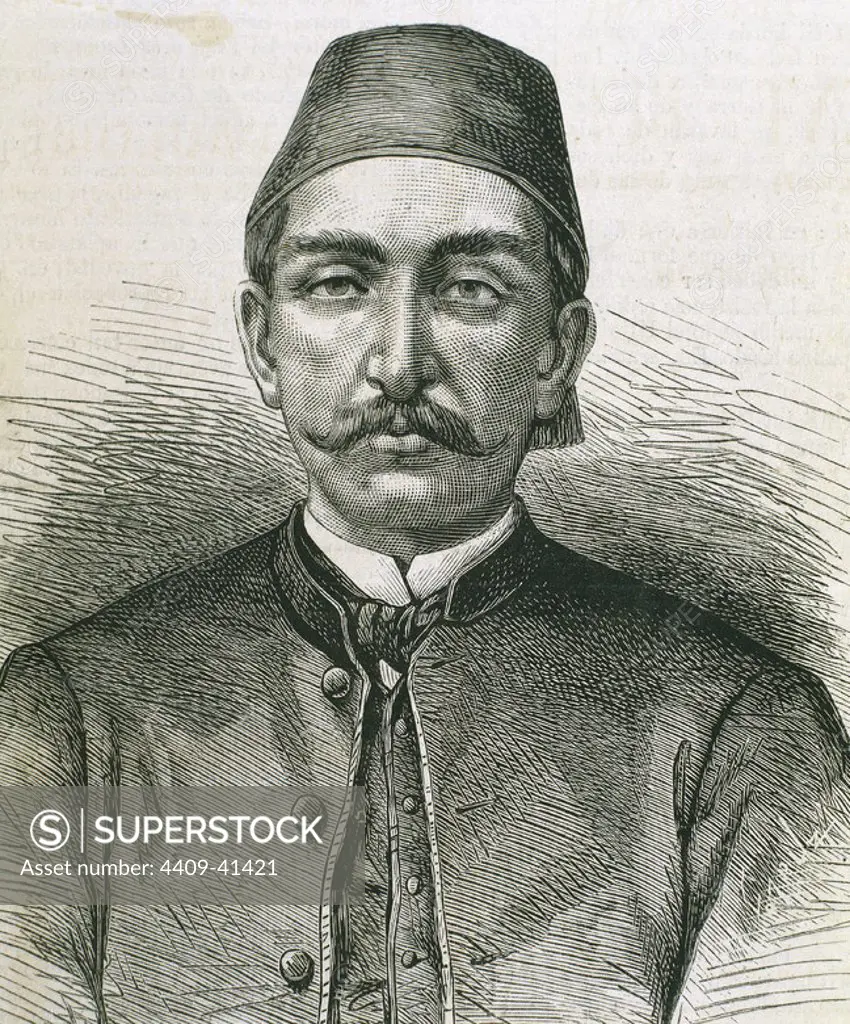 Abdul Hamid II (1842-1918). Sultan of the Ottoman Empire (1876-1909). Son of Abd¸lmecit I, succeeded his brother Murat V, deposed by Midhat Pasha. He promulgated a constitution (1876). Nineteenth-century engraving.