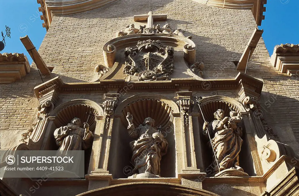 Conventual Church of the Veronicas (18th century), built in Baroque style. Facade detail. Murcia. Spain.