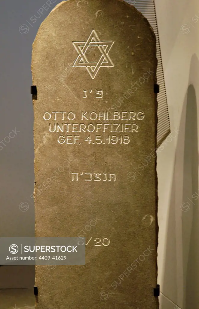 Tombstone of a Jewish grave. Jewish Museum. Berlin. Germany.