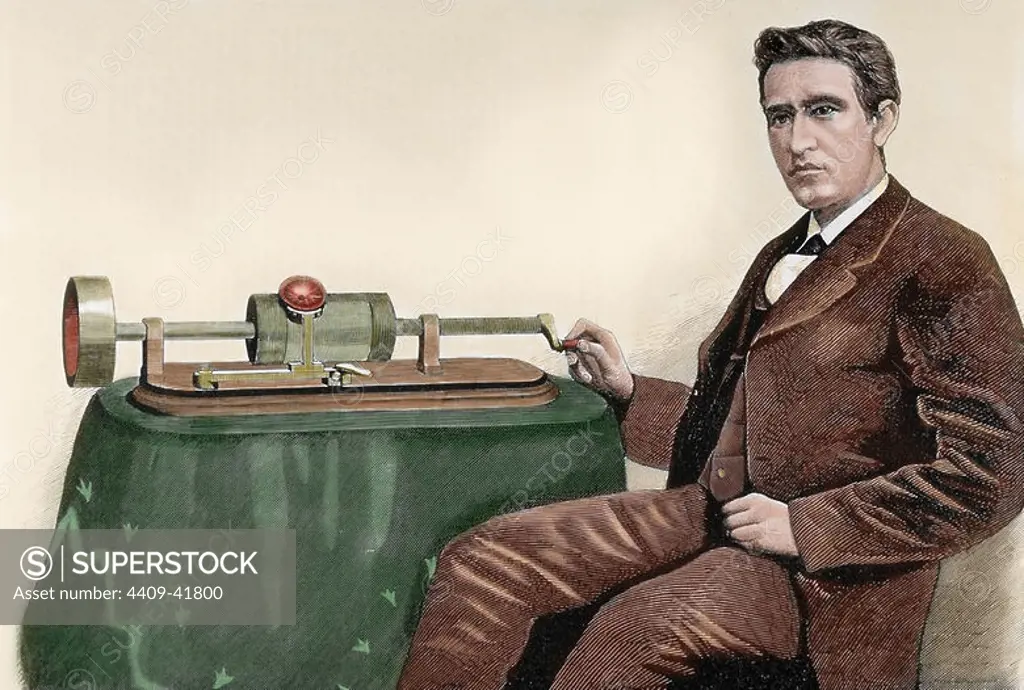 Edison, Thomas Alva (1847-1931). American Inventor. Nineteenth-century colored engraving.