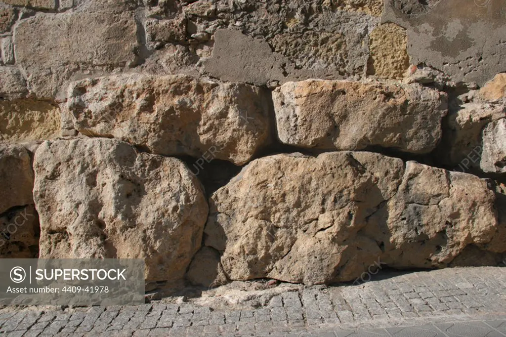 Cyclopean wall (6th or 5thcentury B.C.) built of irregular stone blocks. Tarragona. Catalonia. Spain.