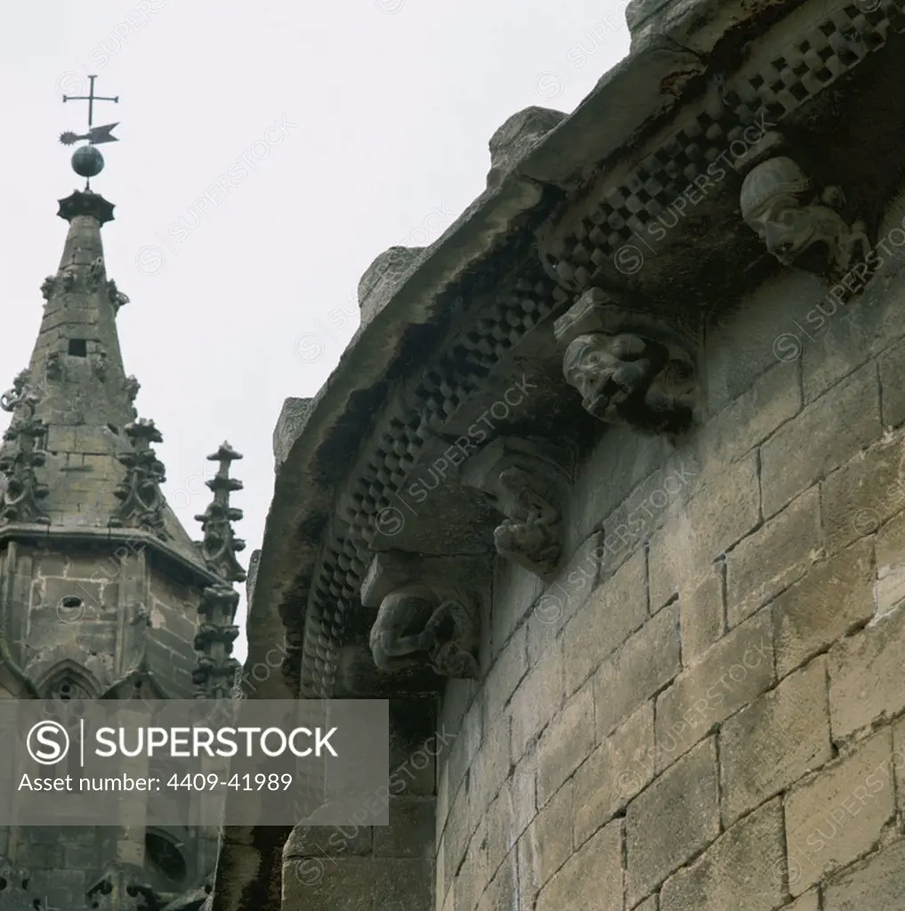 Spain. Uncastillo. Church of Saint Mary. 12th century. Exterior. Detail.