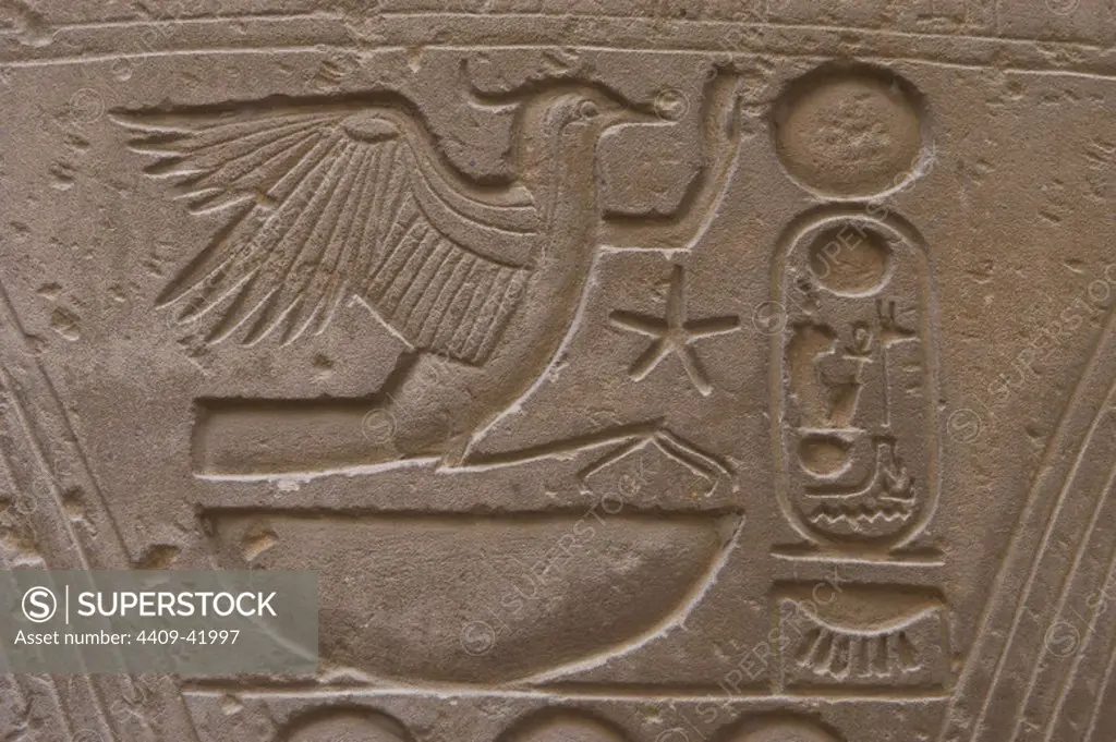 Hieroglyphic writing. New Kingdom. Temple of Luxor. Egypt.