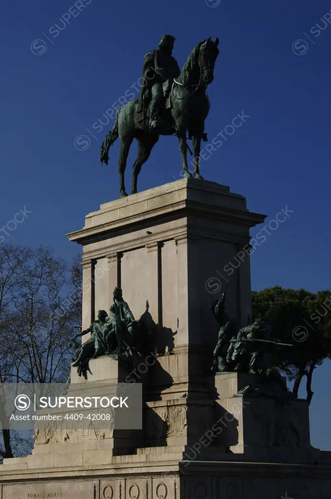 Giuseppe Garibaldi.1807-1882. Italian military and political. Monument by Emilio Gallori (1846-1924), 1895. Rome. Italy.