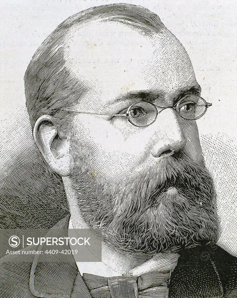 Robert Koch (1843-1910). German physician. Engraving.