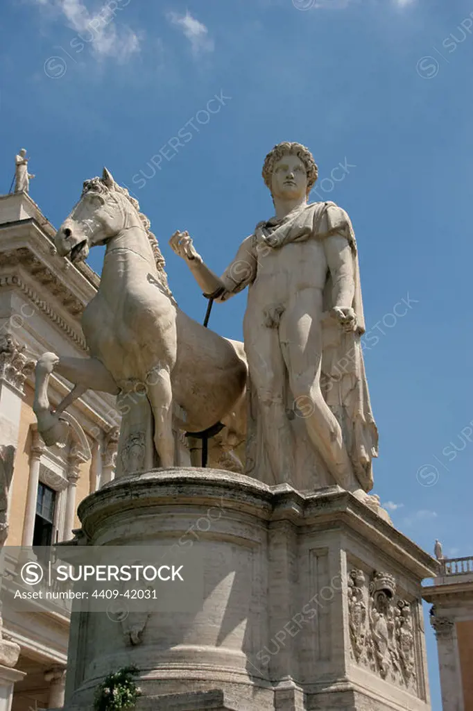 Statue of Castor and Pollux. Pizza Campidoglio. Rome. Italy.