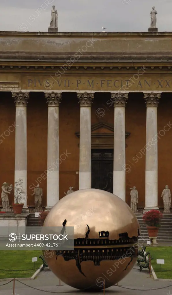 Sphere Within Sphere. Bronze sculpture by Italian sculptor Arnaldo Pomodoro (b. 1926). Cortile della Pigna (Courtyard of the Pineapple). Vatican Museums. Vatican City.