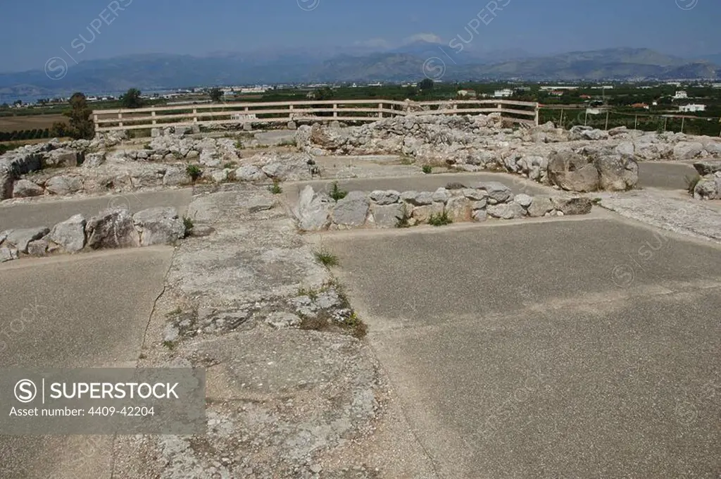 Greece. Tiryns. Mycenaean city (3rd millennium B.C.). Upper terrace. Peloponnese.