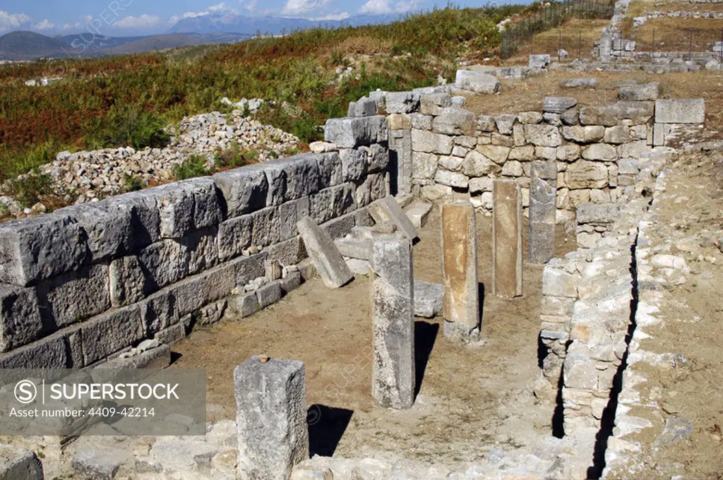 GREEK ART. REPUBLIC OF ALBANIA. Archeological site of BYLLIS, old city founded by the Illyrians in IV century BC.
