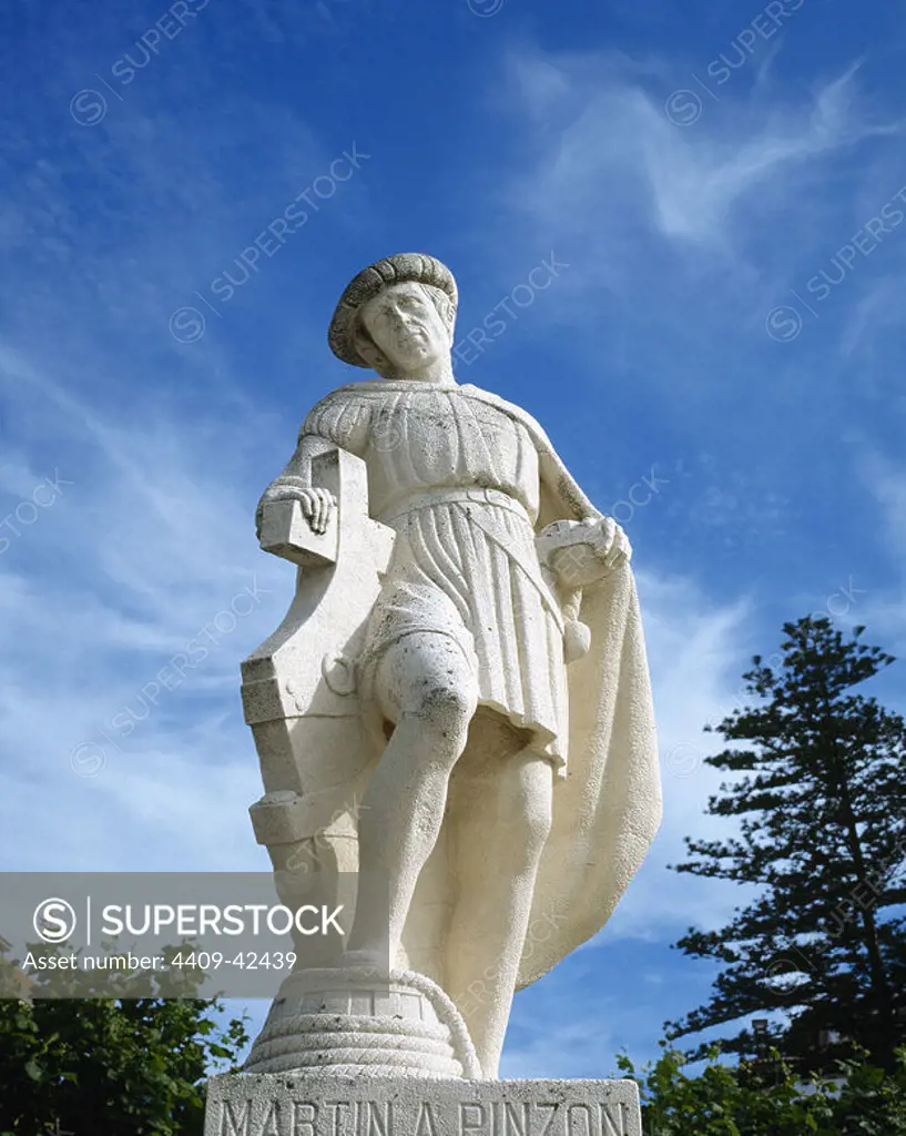 Martin Alonso Pinzon (1441-1493). Spanish navigator and explorer. Statue by A. Leon Ortega, 1977. Baiona. Galicia. Spain.