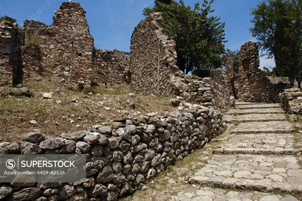 Greece. Mystras. Fortified town , situated on Mt. Taygetos. Byzantine. Laconia. Peloponnese. Remains.