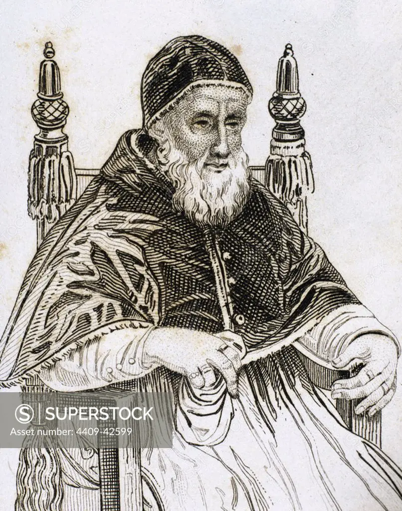 Julius II (14431513), nicknamed "The Fearsome Pope" and "The Warrior Pope", born Giuliano della Rovere. Pope from 1503 to 1513. Engraving.