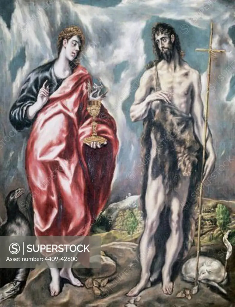 Renaissance Art. Spain. El Greco, (Domenikos Theotokopulos), (1541-1614). Cretan painter, representative of the last phase of Mannerism. Saint John the Evangelist and Saint John the Baptist (1605-1610). Santa Cross Museum. Toledo.
