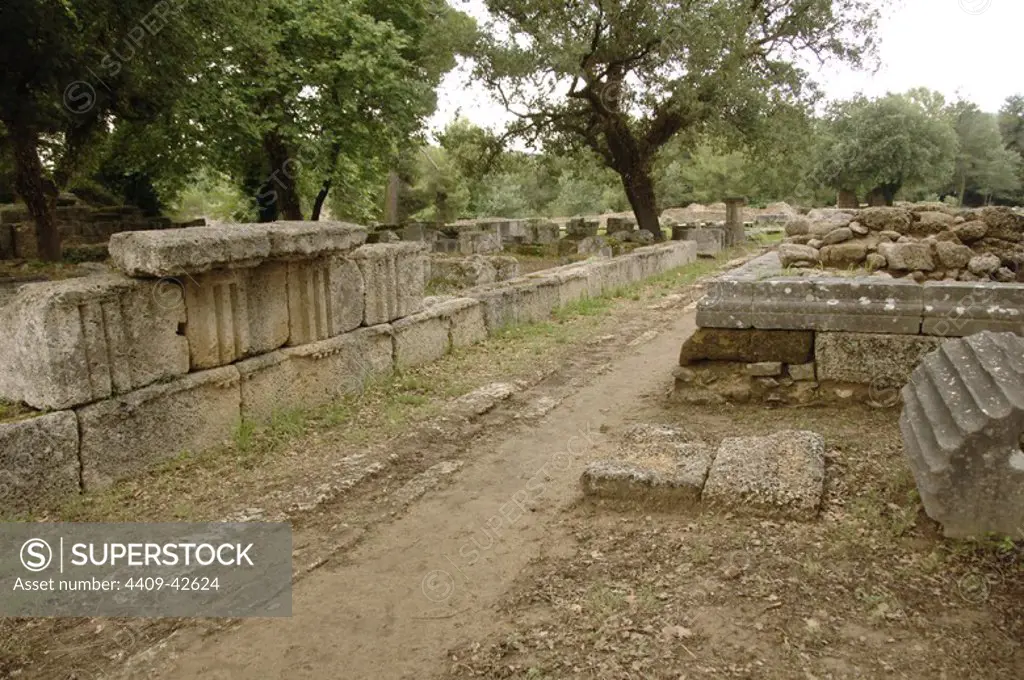 Greek Art. Greece. Echo Portico or Heptaechos. Middle of 4th century. B.C. Altis. Olympia.