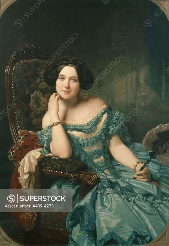 'Amalia de Llano, Countess of Vilches', 1853, Oil on canvas, 126 cm x 89 cm, P02878. Author: FEDERICO DE MADRAZO Y KUNTZ (1815-1894). Location: MUSEO DEL PRADO-PINTURA. MADRID. SPAIN. VILCHES CONDESA DE. LLANO DOTRES AMALIA.