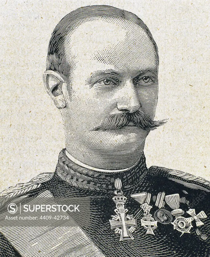 Frederick VIII (Christian Frederik Vilhelm Carl) (1843-1912). King of the Kingdom of Denmark from 1906 to 1912. The second Danish monarch of the House of Glucksburg. Portrait. Engraving.