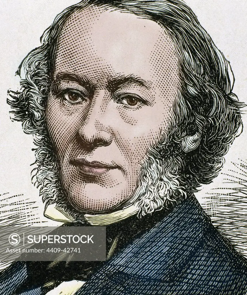 Cobden, Richard (Dunford Farm, Sussex ,1804-London, 1865). English industrial, economist and politician who fought against protectionism. He favored free trade. Engraving.