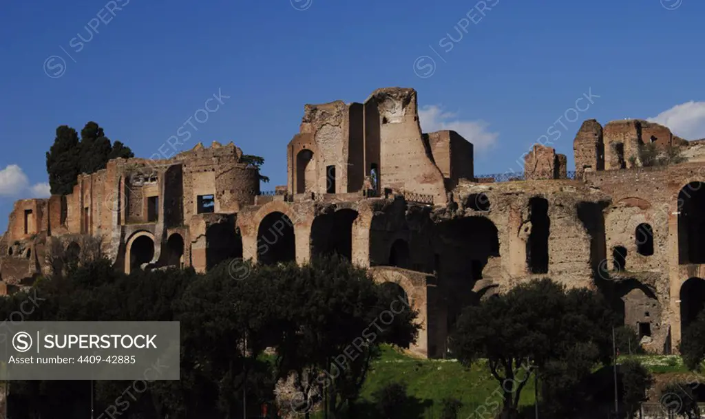 Italy. Rome. Palaces of the Emperors on the Palatine Hill. Ruins.