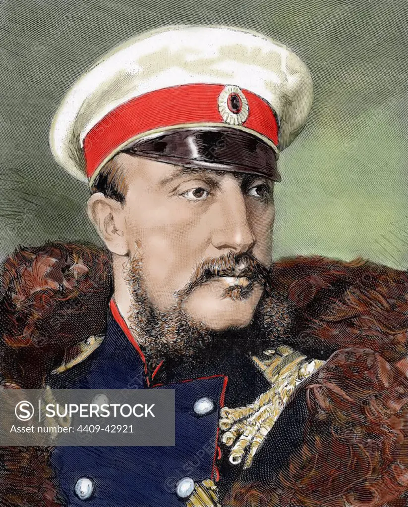 Grand Duke Konstantin Nikolayevich of Russia (1827-1892). Colored engraving.