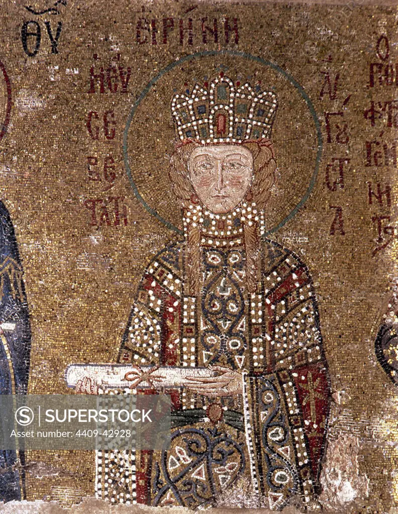 Empress Irene (1088-1134). Byzantine empress. Mosaic of the South Gallery. Hagia Sophia. Istanbul. Turkey.