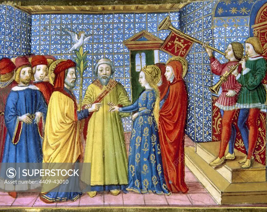 Mary and Joseph's Wedding. Codex of Predis (1476). Royal Library. Turin. Italy.