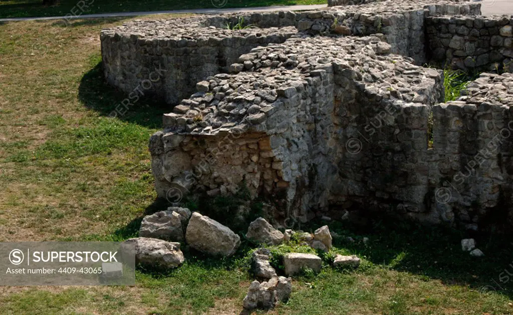 REPUBLIC OF SERBIA. BELGRADE. Remains of an ancient wall at the Fort.