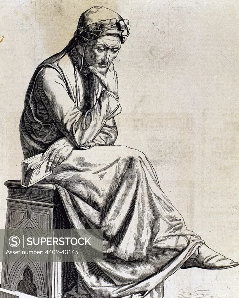 Dante Alighieri (1265-1321). Italian poet. Engraving.