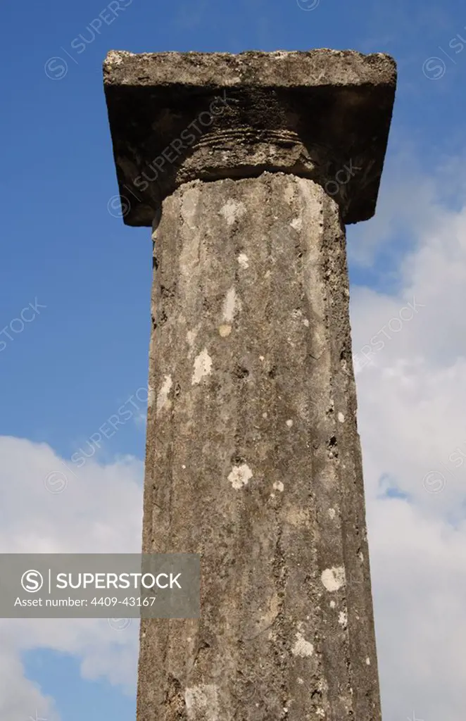 Greek Art. Sanctuary of Olympia. Doric column at the Palaestra. Hellenistic period. 3rd century B.C. Greece.