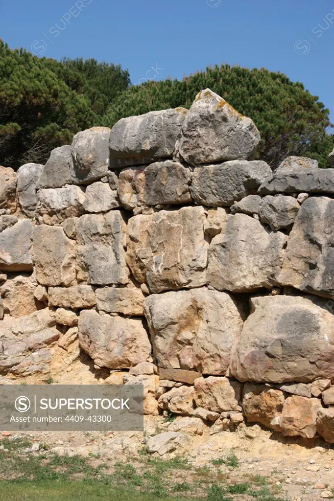 Ampurias. Greek colony founded by the greeks of Foci. Wall. Catalonia. Spain.