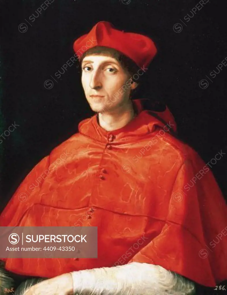 Raphael (1483-1520). Italian painter. Portrait of a Cardinal. About 1510. Oil on wood. Prado Museum. Madrid. Spain.