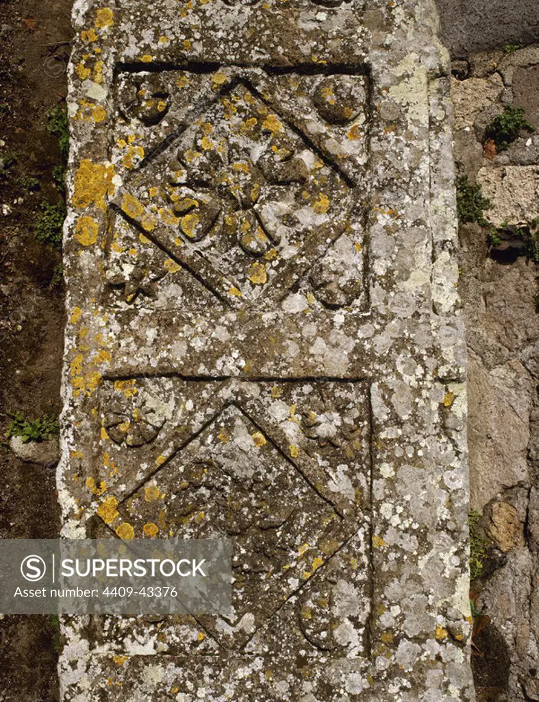 Pompeii. Marble relief decorated with vegetal and geometrical motifs. Street of Tombs. Campania, Italy.