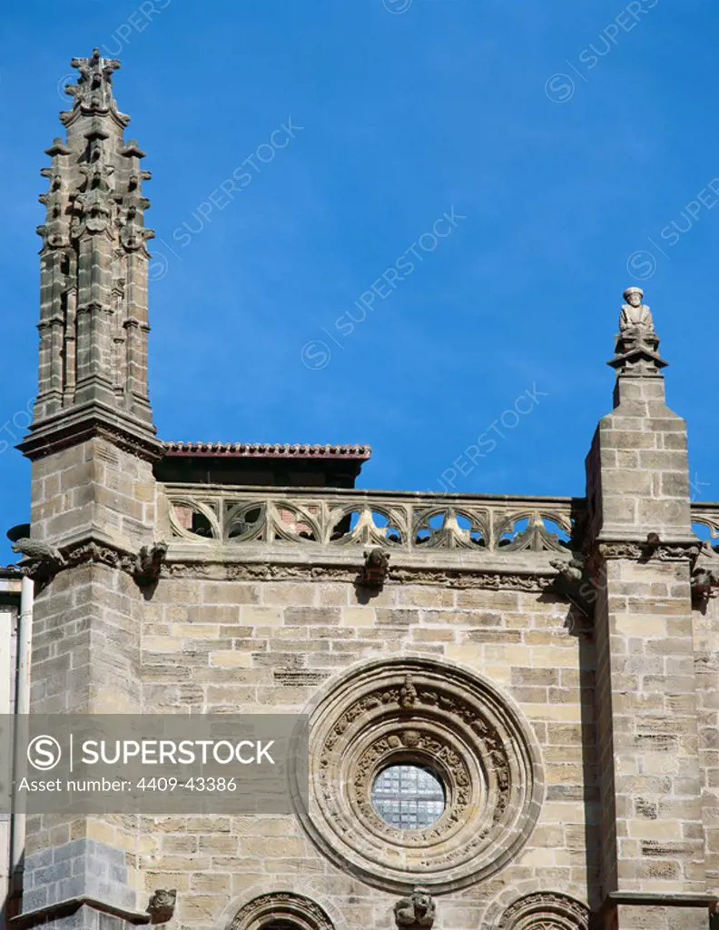 Gothic art. Spain. Church of St Mary built in the 15th century. Exterior detail. Ondarroa. Basque Country. Spain.