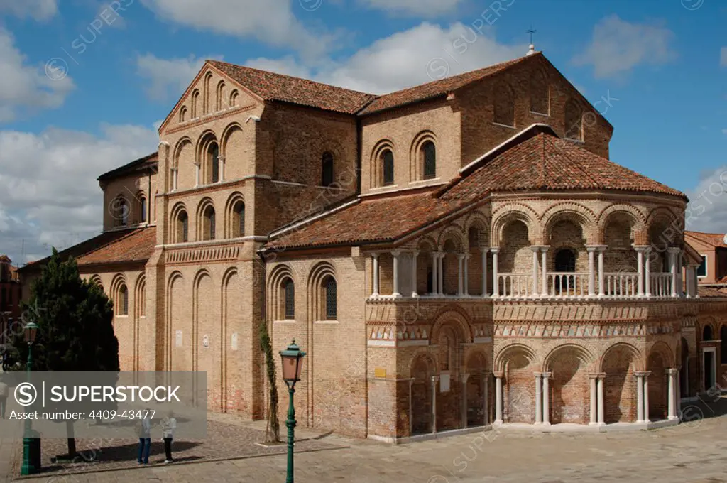 Italy. Murano Island. Church of Santa Maria e San Donato. Initially built in 7th century, rebuilt in 9th century and most recently, in 1040 AD, although it is possible that there have been more rebuildings in later times. Outside view.