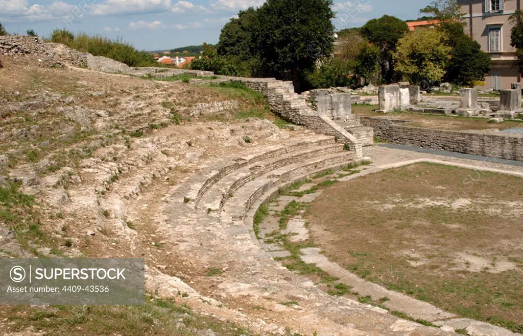 ROMAN ART. CROATIA. Roman Theater, built in the first or second century A.D. Pula. Istrian Peninsula.