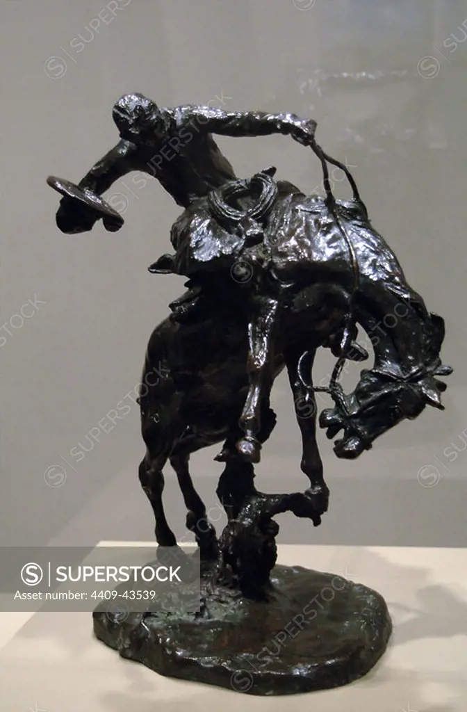 ARTE SIGLO XX. ESTADOS UNIDOS. CHARLES MARION RUSSELL (1864-1926). Artista estadounidense. "A BRONC TWISTER" (THE WEAVER) (1911). Bronce. Museo de Arte de DENVER. Estado de Colorado.