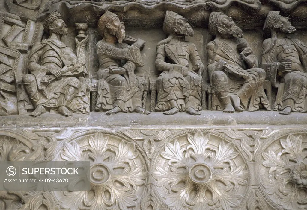 Romanesque Art. France. 12th century. Moissac Abbey. Tympanum of the south-west portico. Apocalypse.