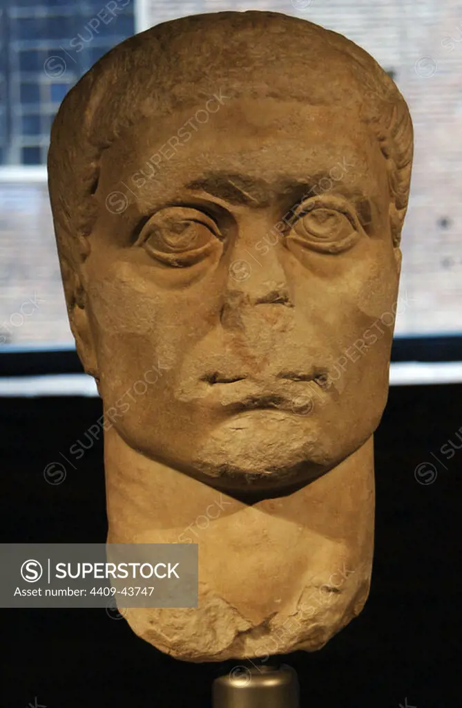 Constantine the Great (c.272-337). Roman Emperor. Fragment of a reworked male statue. Early 4th century AD. Found in the Forum of Trajan. Museum Trajan's Market. Rome. Italy.