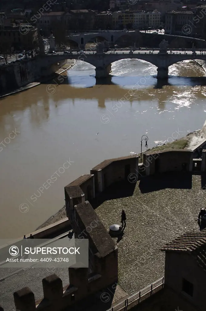 Italy. Rome. Tiber river from Castel Sant'Angelo. Panorama.