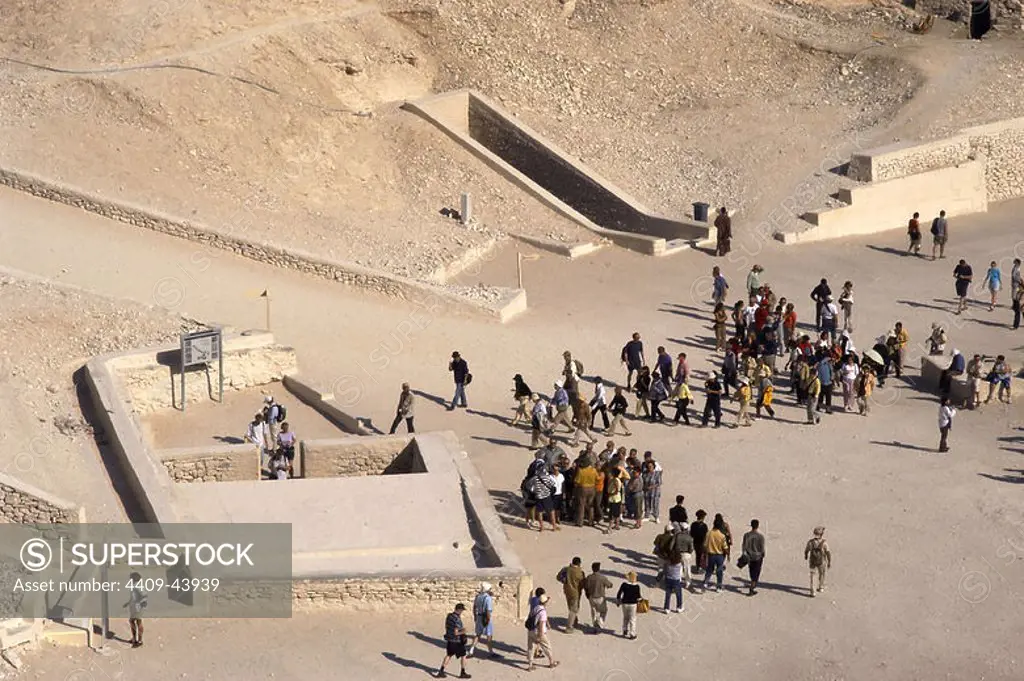 Egypt. Valley of the Kings. Tourists visiting the tombs. New Kingdom.