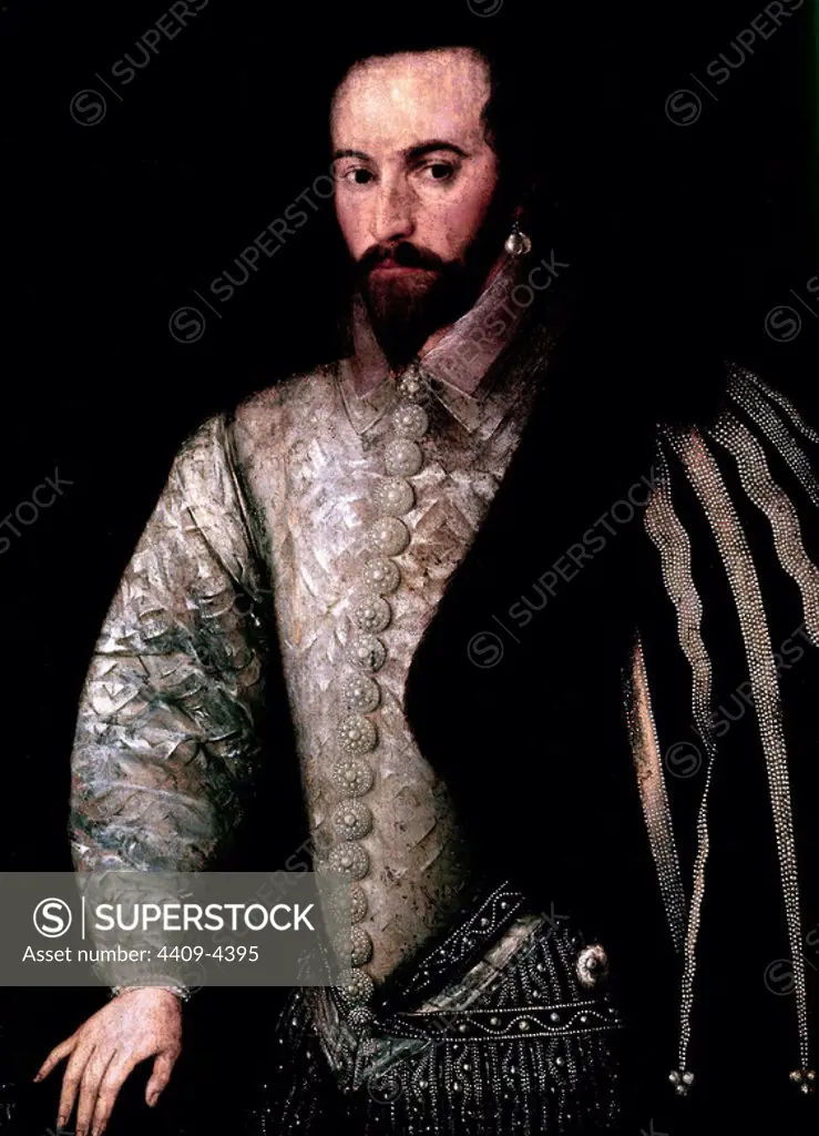 Walter Raleigh (1554-1618), English aristocrat, politician, and explorer. Author: ANONIMO SIGLO XVI. Location: NATIONAL PORTRAIT GALLERY. LONDON. ENGLAND.