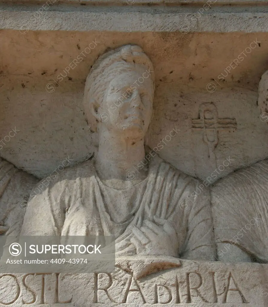 Roman Art. The Appian Way. Funerary monument. Tomb of Rabiri. Relief of priestess of Isis. 1st century A.D. Rome. Italy.