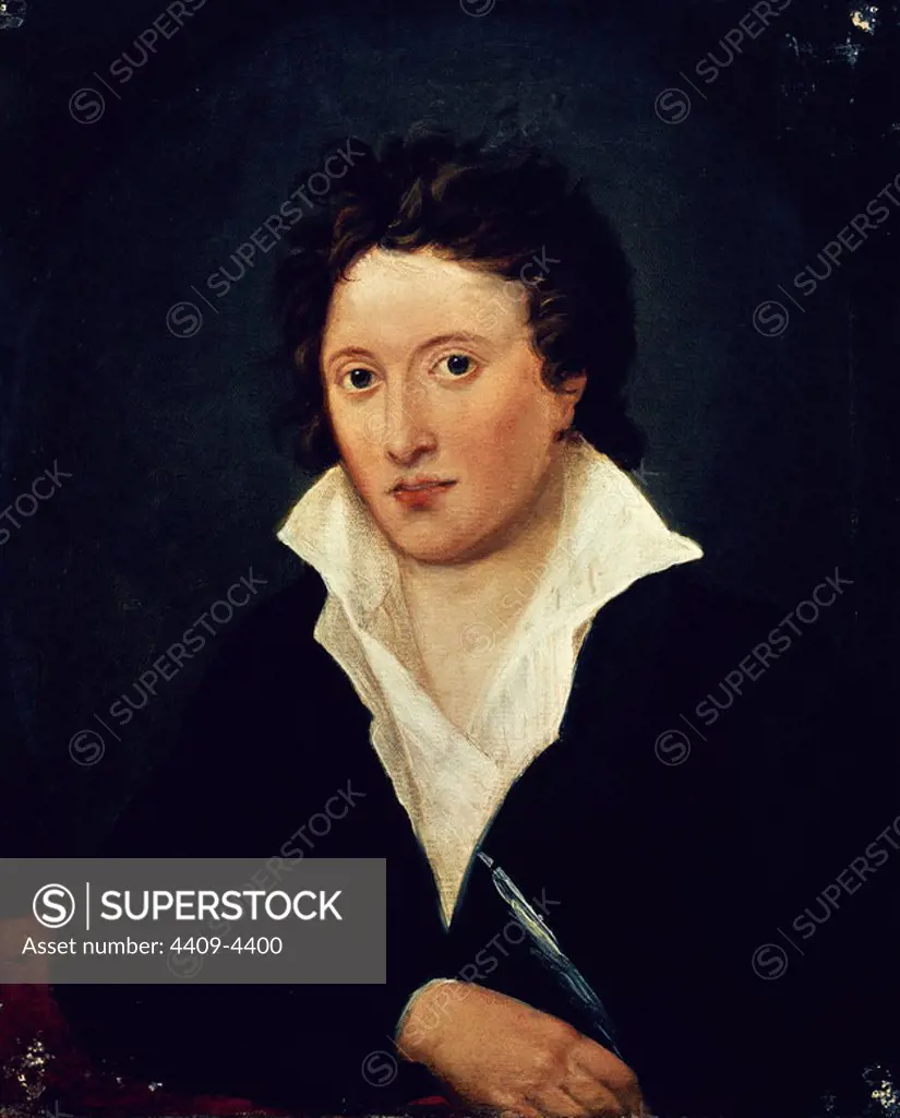 Portrait of Percy Bysshe Shelley - 1819 - oil on canvas. Author: AMELIA CURRAN. Location: NATIONAL PORTRAIT GALLERY. LONDON.