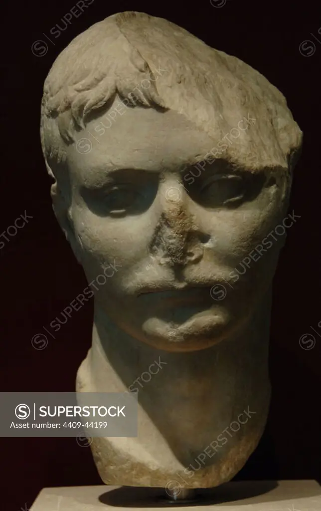 Marcus Vipsanius Agrippa Postumus (12 B.C.-14 A.D.), also known as Agrippa Postumus or Postumus Agrippa. Bust. Greek marble. Palazzo Massimo. National Roman Museum. Rome. Italia.
