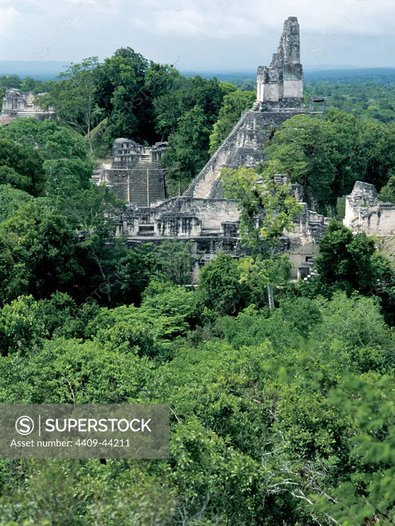 Pre-Columbian Art. Maya. Tikal. Ruins. Peten region. Guatemala.
